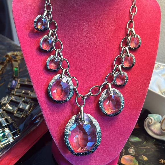 Hot Authentic Swarovski Glam Collar Necklace in ombré Blue.$1200 +$260 earrings - Picture 10 of 15